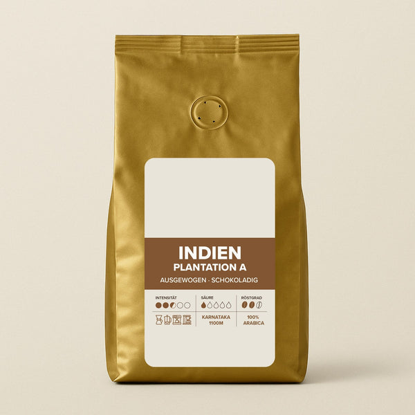 Kaffeetüte Indien Plantation A mit freiem Etikett