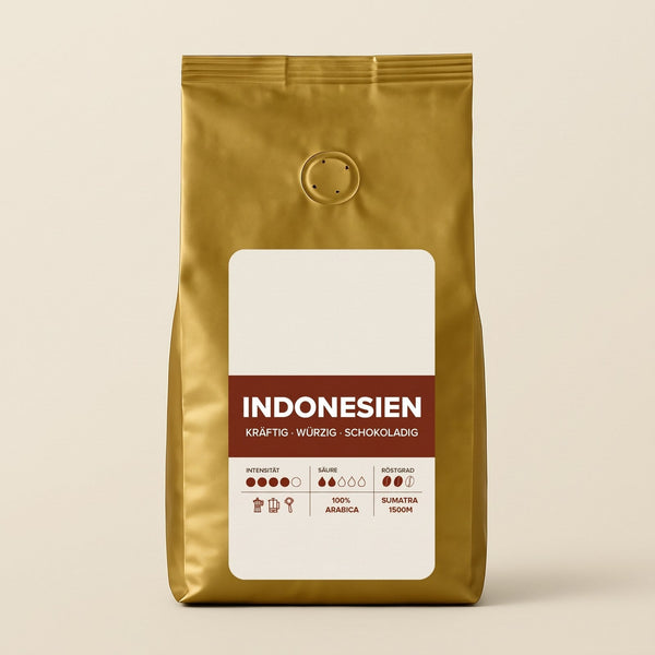 Kaffeetüte Indonesien mit freiem Etikett